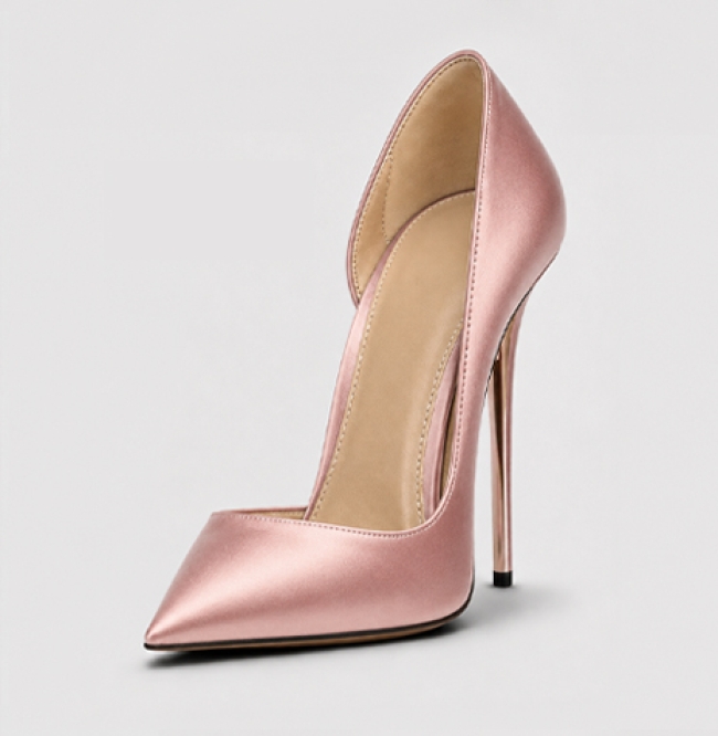 ESCARPIN SATIN DUCHESSE ROSE ANCIEN 120MM
