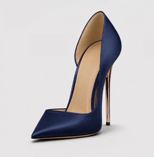 ESCARPIN SATIN DUCHESSE BLEU SAPHIR 120MM