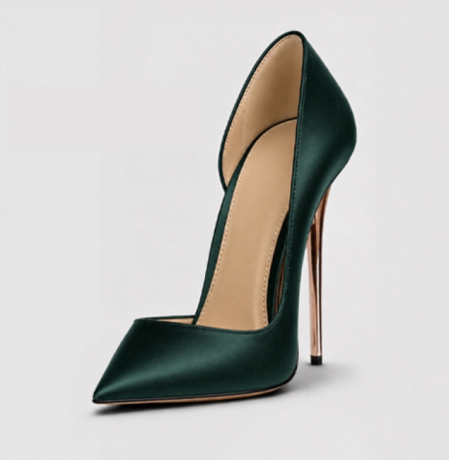 ESCARPIN SATIN DUCHESSE ÉMERAUDE NOIRCI 120MM