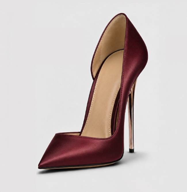 ESCARPIN SATIN DUCHESSE BURGUNDY OXBLOOD 120MM