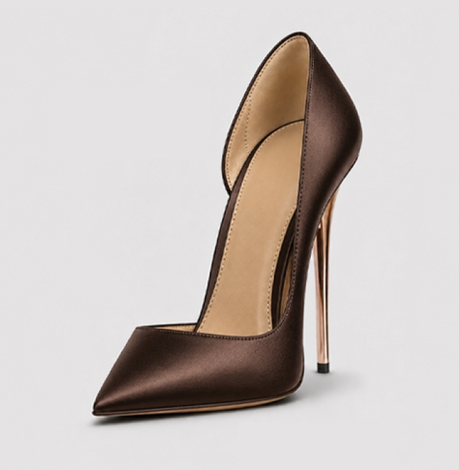 ESCARPIN SATIN DUCHESSE MOKA PROFOND 120MM 