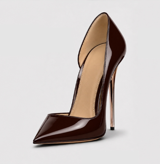ESCARPIN CUIR LAQUÉ ESPRESSO INTENSO 120MM 
