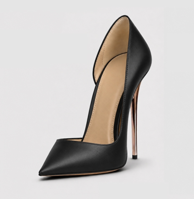 ESCARPIN CUIR MAT BLACK DARK 120MM 