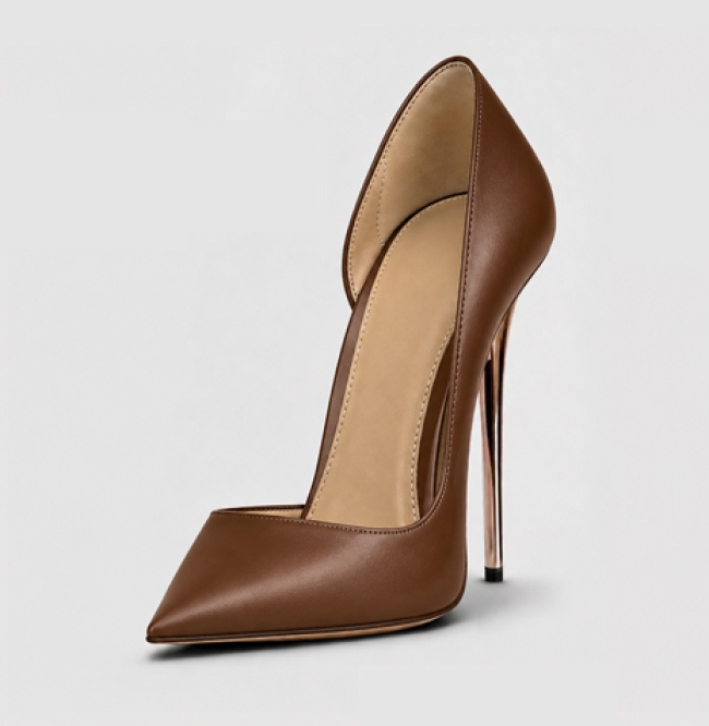 ESCARPIN CUIR MAT CIGAR BROWN 120MM 