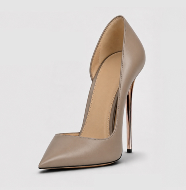 ESCARPIN CUIR MAT TAUPE CACHEMIR 120MM 