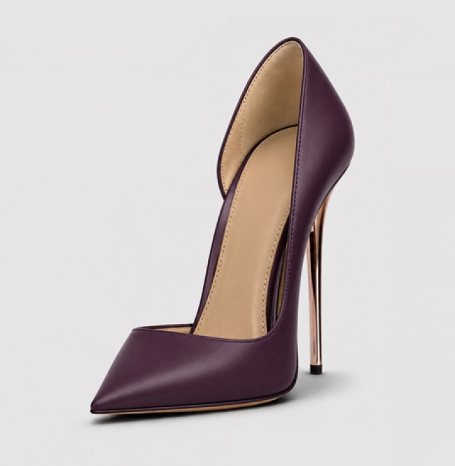 ESCARPIN CUIR MAT AUBERGINE ROYALE 120MM