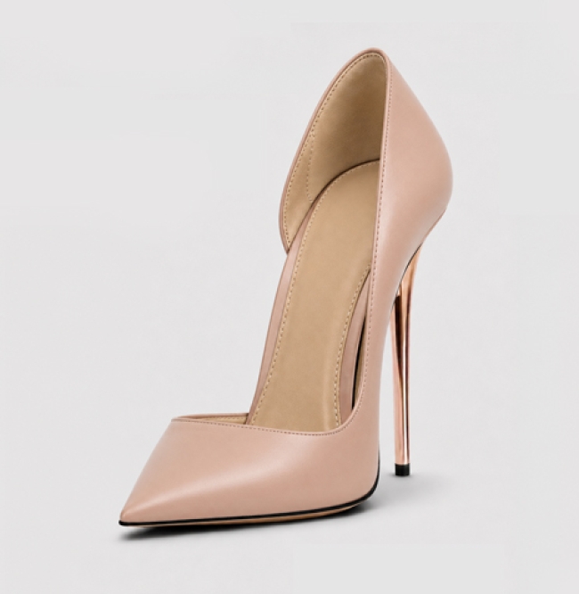 ESCARPIN CUIR MAT NUDE ROSE 120MM 